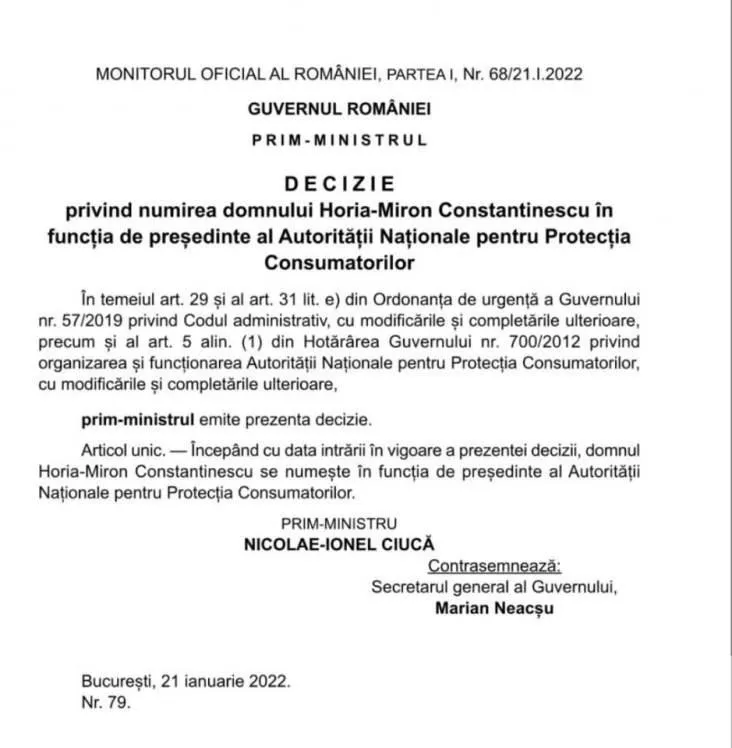 Horia Constantinescu revine la șefia Autorității Naționale pentru Protecția Consumatorilor – foto 2