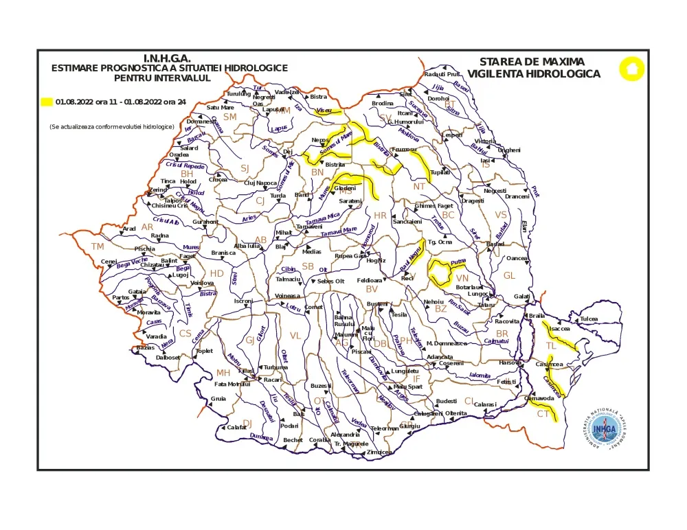 Cod galben de viituri în cinci bazine hidrografice şi pe râurile din Dobrogea – foto 2