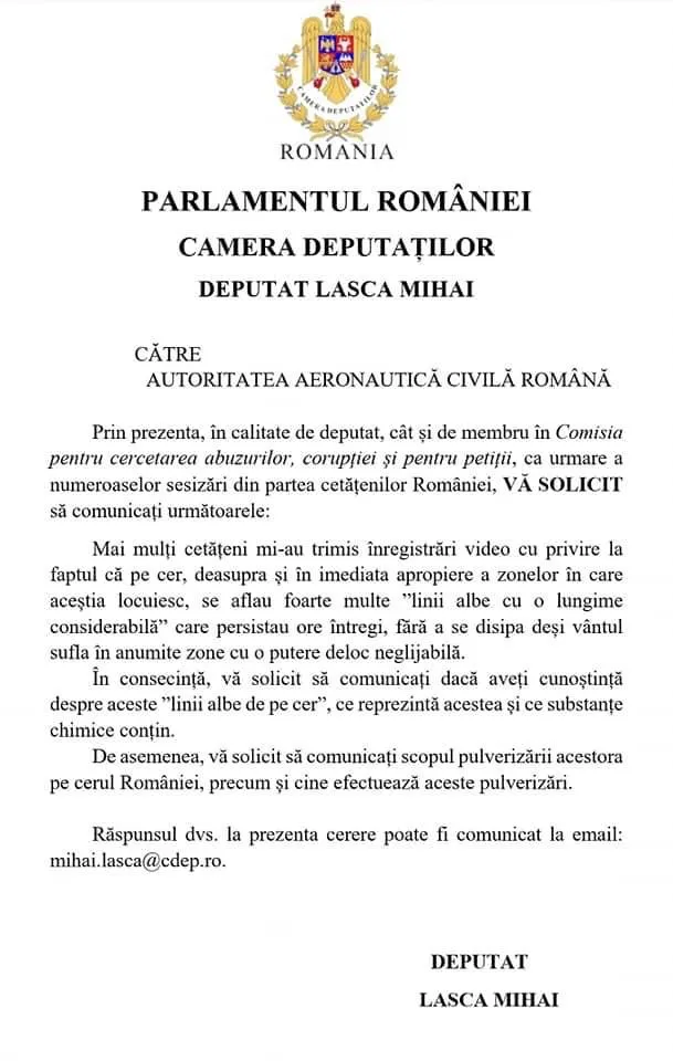 Un deputat face vâlvă în mediul online. „Ce sunt liniile albe de pe cer lăsate de avioane și ce substanțe conțin?” – foto 3