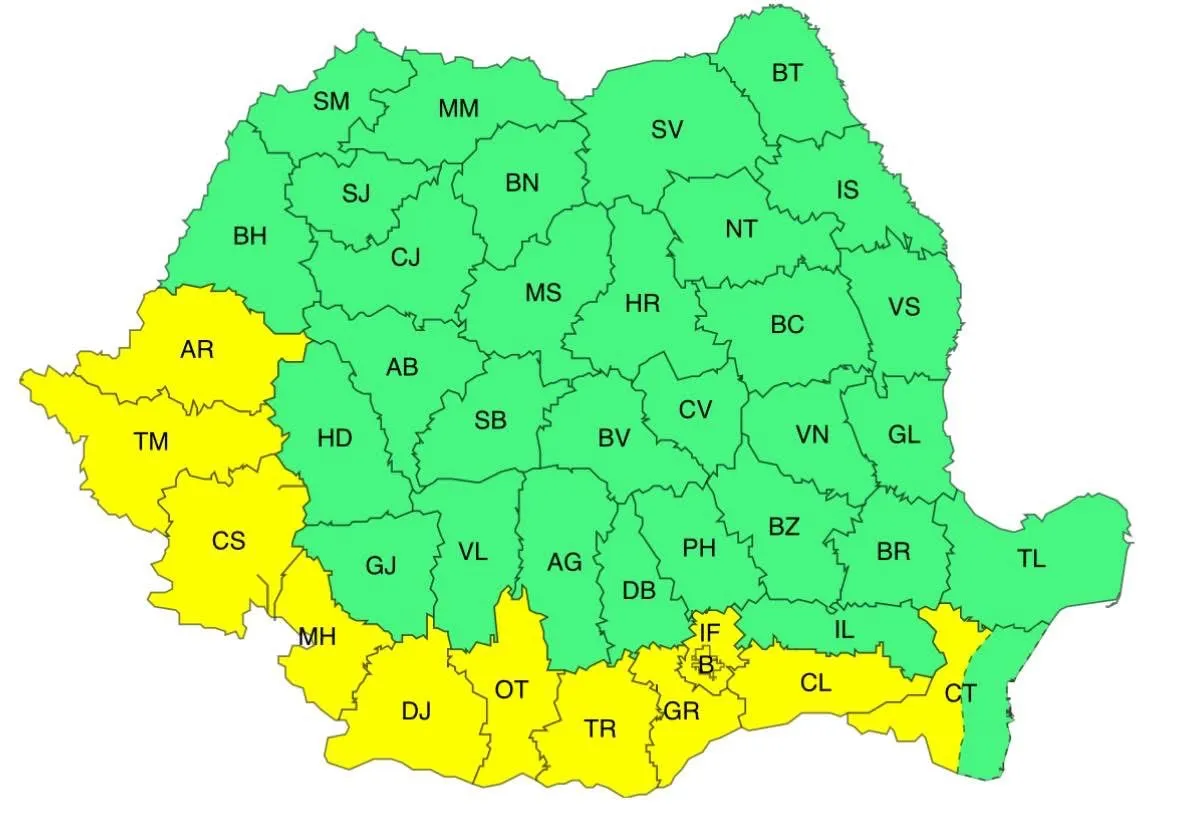 Județul Constanța, sub cod galben de caniculă
